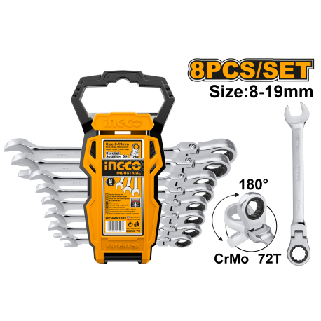 Set 8 chiavi fisse/cricchetto snodate