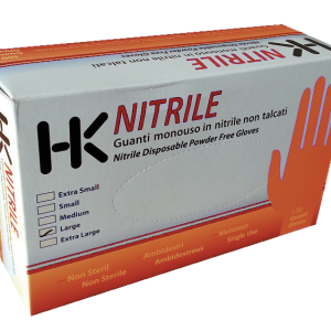 Guanto ARANCIONE nitrile senza polvere palmo zingrinato conf.50pz TG.L