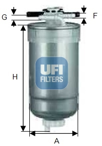 55.427.00 UFI - Filtro Diesel per AUDI, FIAT, SKODA, VOLKSWAGEN